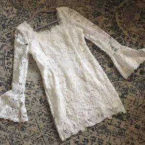 Vici Dolls White Crochet Dress Flare Sleeves